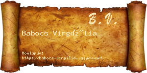 Babocs Virgília névjegykártya